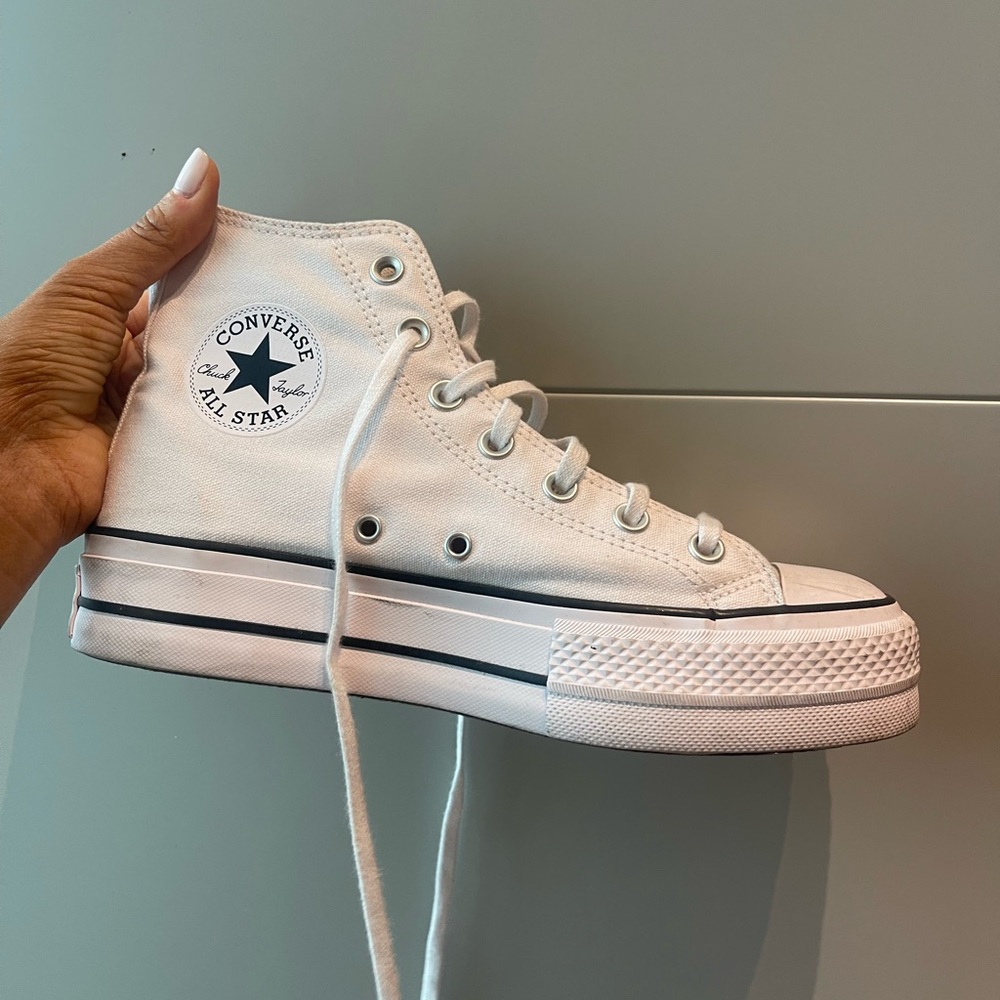 High top platform white converse